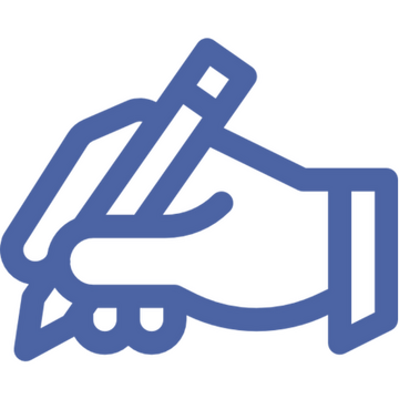 Hand writing with pencil icon representing personal statement and essay coaching